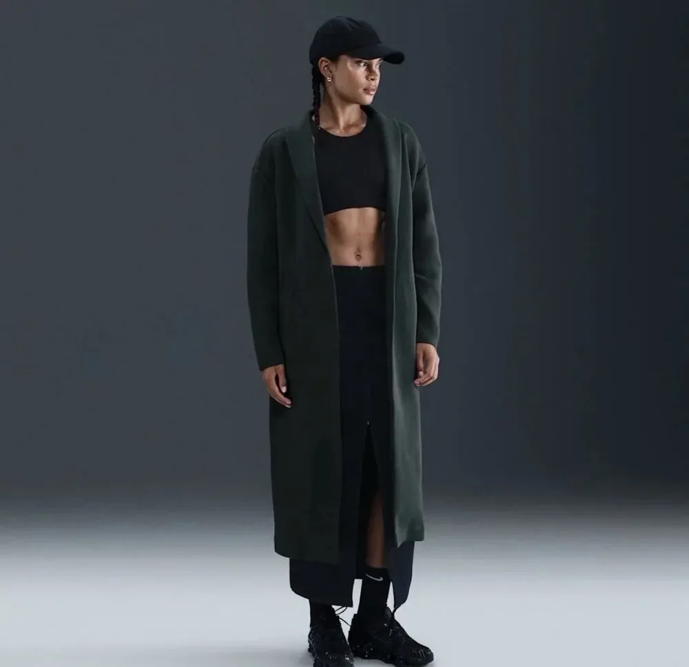 Nike Tech Fleece Oversized Duster Cardigan Jacket Seaweed Green Sz L NWT $200